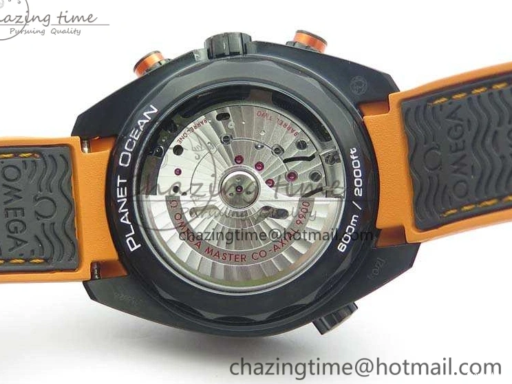 0504 Planet Ocean Master Chronometer Chrono DLC OM 1:1 Best Edition Black Dial On Nylon Strap A Chic 8103